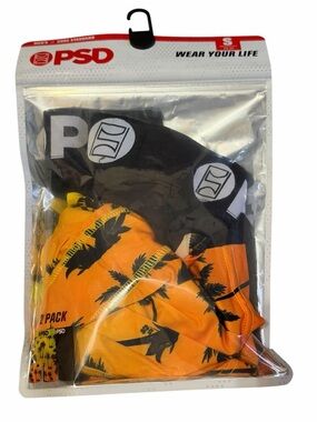 PSD Men’s 2-Pack Briefs — Black & Orange Palm Print